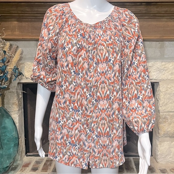 Sundance Ikat print Silk Blouse - Picture 14 of 14